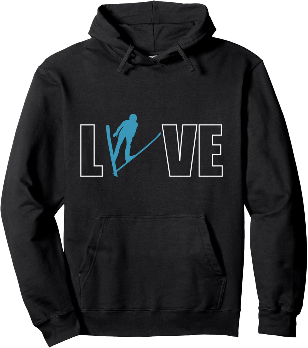 Love Liebe Skispringen Skisprungschanze Skispringer Pullover Hoodie