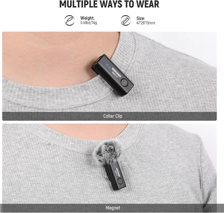 NEEWER Lavalier Kabelloses Mikrofonsystem, 1x USB C Empfänger mit OTG Adapter &amp; 1x Noise Cancelling