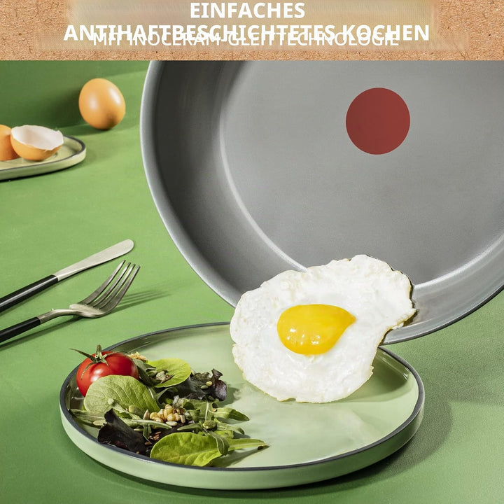 Tefal Ingenio Renew Set mit 3 Teilen, Pfanne 28 cm, Topf 18 cm, Griff, Induktion, Keramikbeschichtun