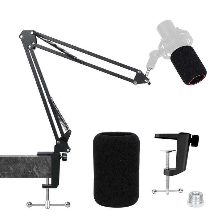 QuadCast 2 Mikrofonarm mit Popschutz - Professioneller Boom Arm mit Schaumstoff-Pop-Filter, Kompatib