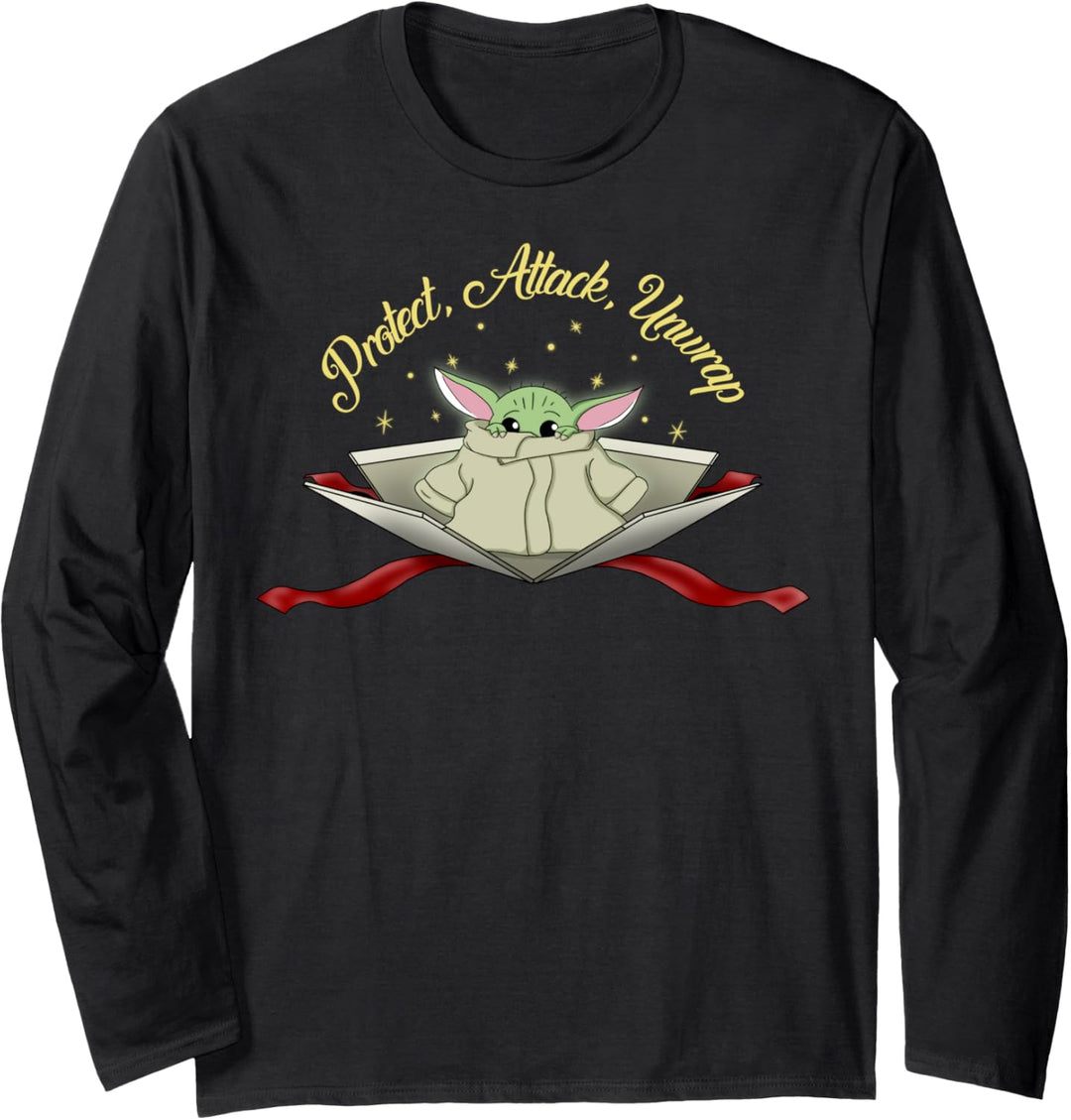 Star Wars The Mandalorian The Child Protect Attack Unwrap Langarmshirt