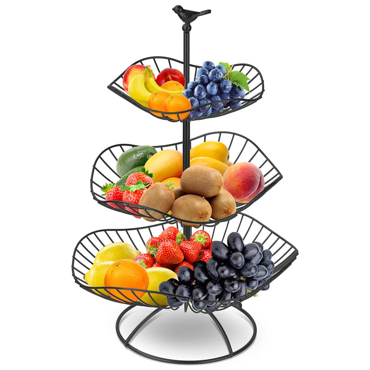 3-stufiger Früchtekorb Obstkorbständer Obstschale Metall, Gemüsekorb Obst Aufbewahrung für Küchenthe