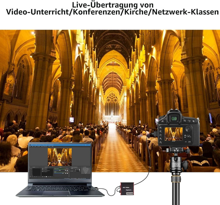 TreasLin HDMI Capture Card USB,4K-Eingang und Passthrough Recording,1080P60FPS Aufnahme und Streamin