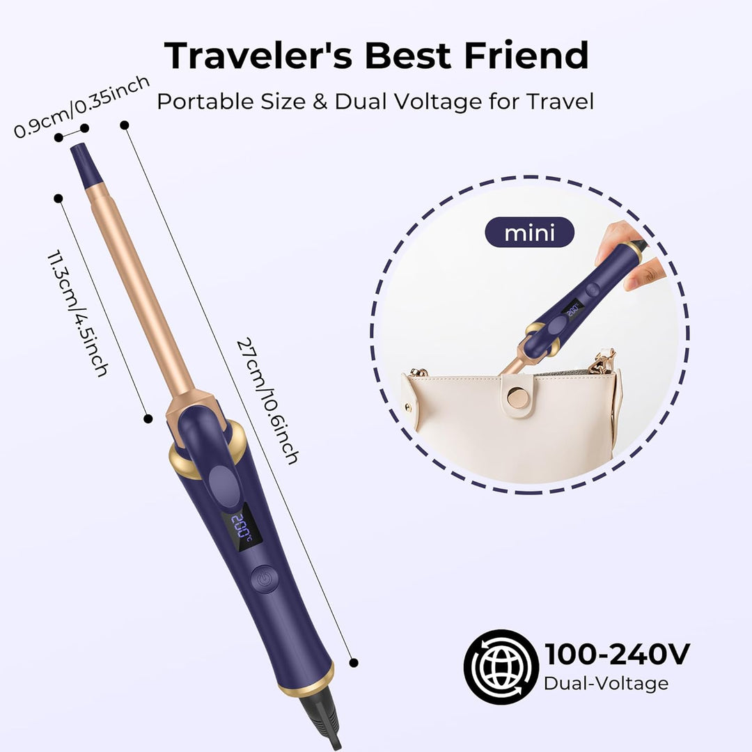 Mini Lockenstab Reise 13mm, Mini Lockensta Kurze Haare, Reise Lockensta mit 5 Temperatur Einstellbar