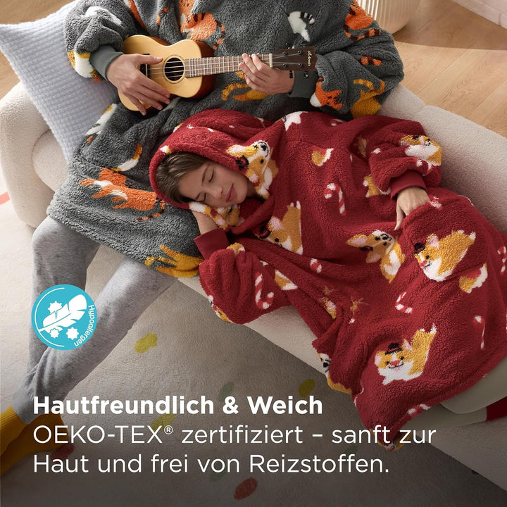 BEDSURE Hoodie Decke mit Ärmeln - Kuschelpullover als Geschenke für Frauen - Kuscheldecke mit Ärmeln
