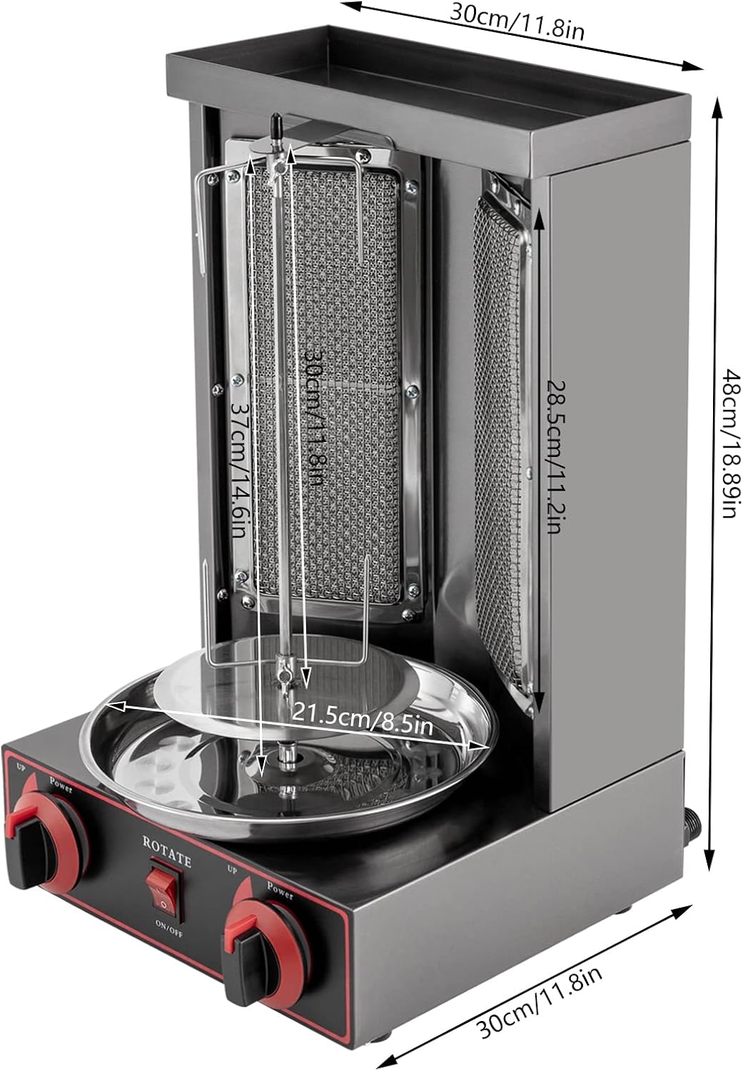 Dönergrill, Tischgrill Vertikale Broiler Gaskochmaschine, Shawarma Gyro Grill, 3000W 2 Brenner Gas E