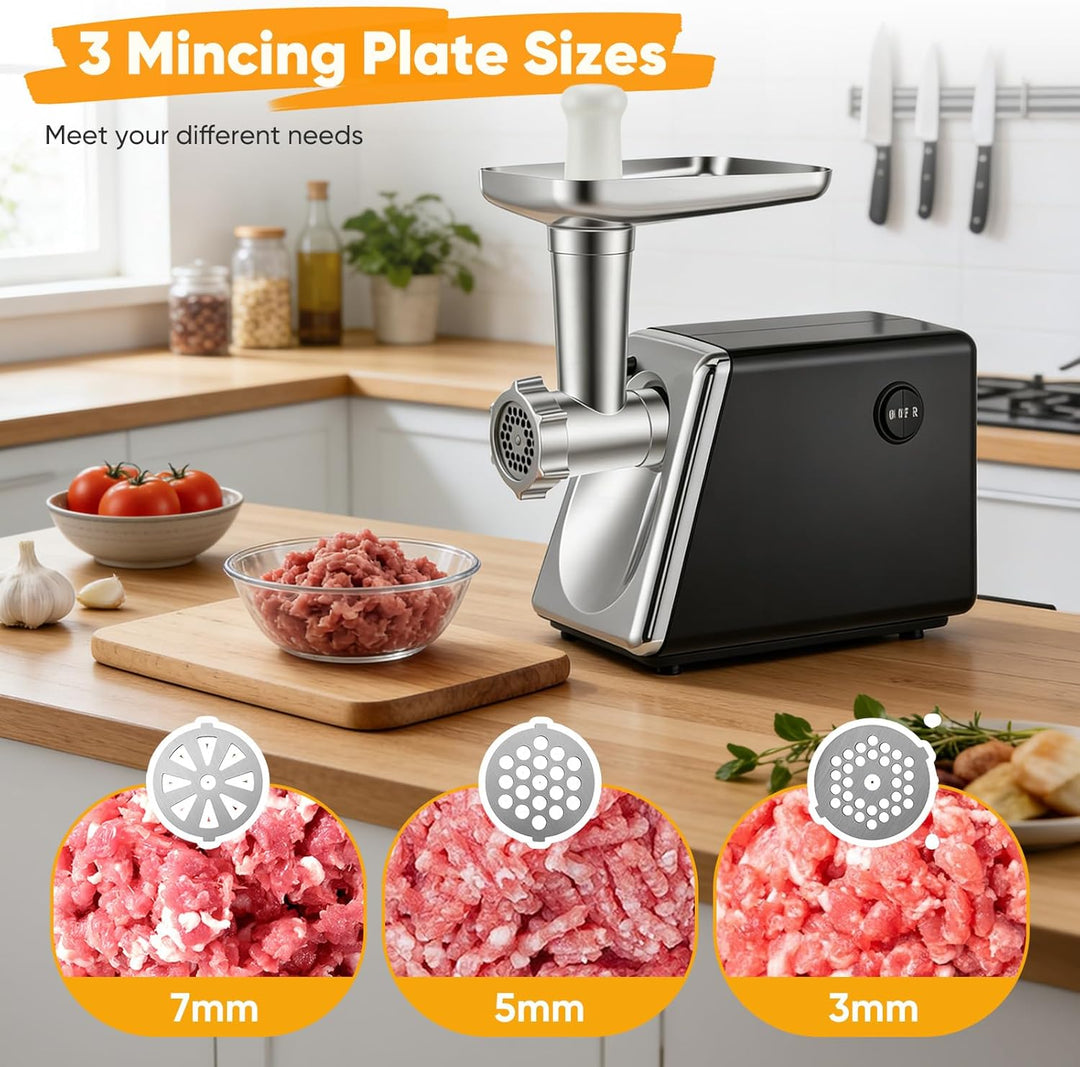 Fleischwolf Elektrisch 4 In 1 Für Fleisch,Wurst,Gemüse Käse,Leise & Überhitzungsschutz, Edelstahl &