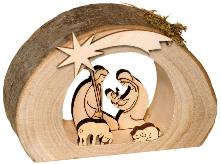 Kaltner Präsente Geschenkidee - Weihnachtskrippe Krippe aus Holz mit Jesus, Maria und Kind in einem