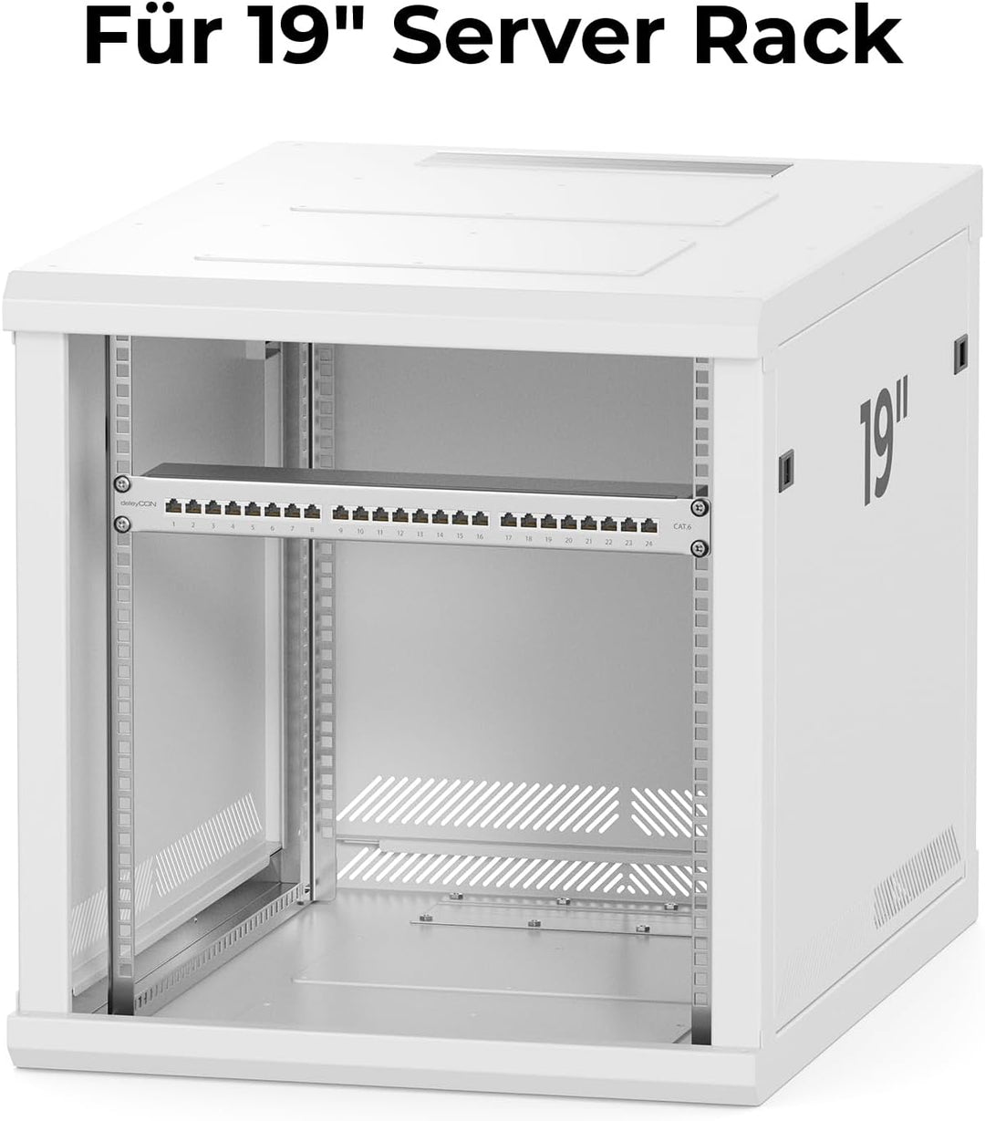 deleyCON CAT 6 Patchpanel Verteilerfeld 24 Port - Desktop 19" Zoll Rackeinbau Servermontage - RJ45 -