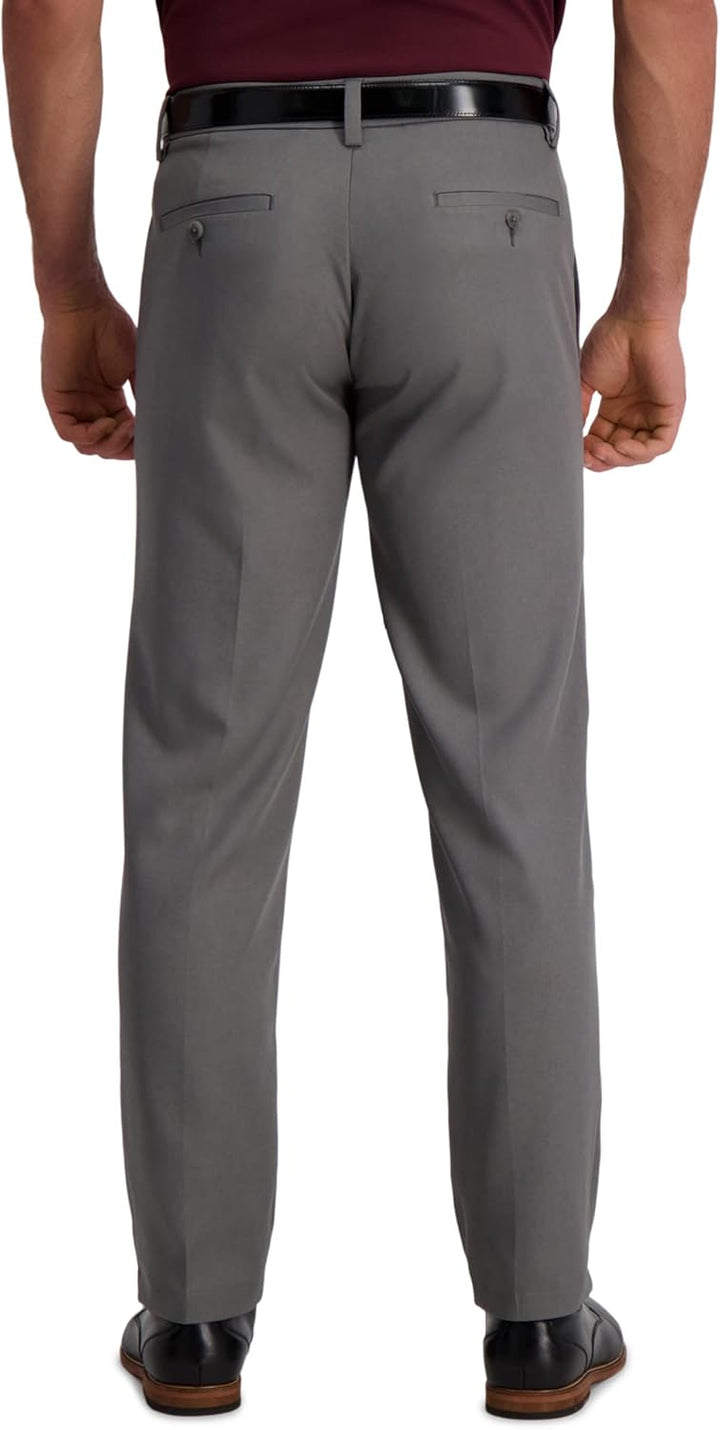 Haggar Herren Lässige Hose Cool 18 Pro Straight Fit Flat Front Freizeithose 30W / 30L Meliert, Grau,