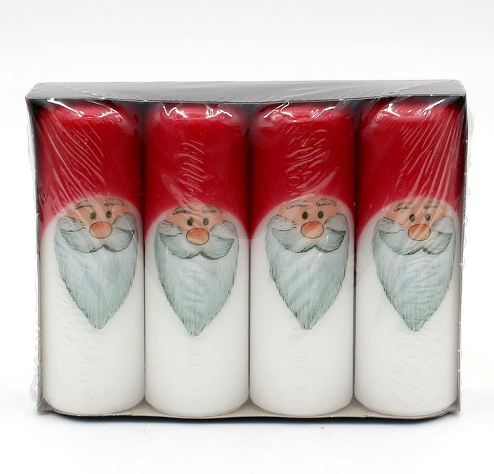 Dekohelden24 1 Packung mit 4 Adventskerzen in weiss - rot, als Wichtel, H/Ø: 12 x 4 cm. Zahlen, Zahl