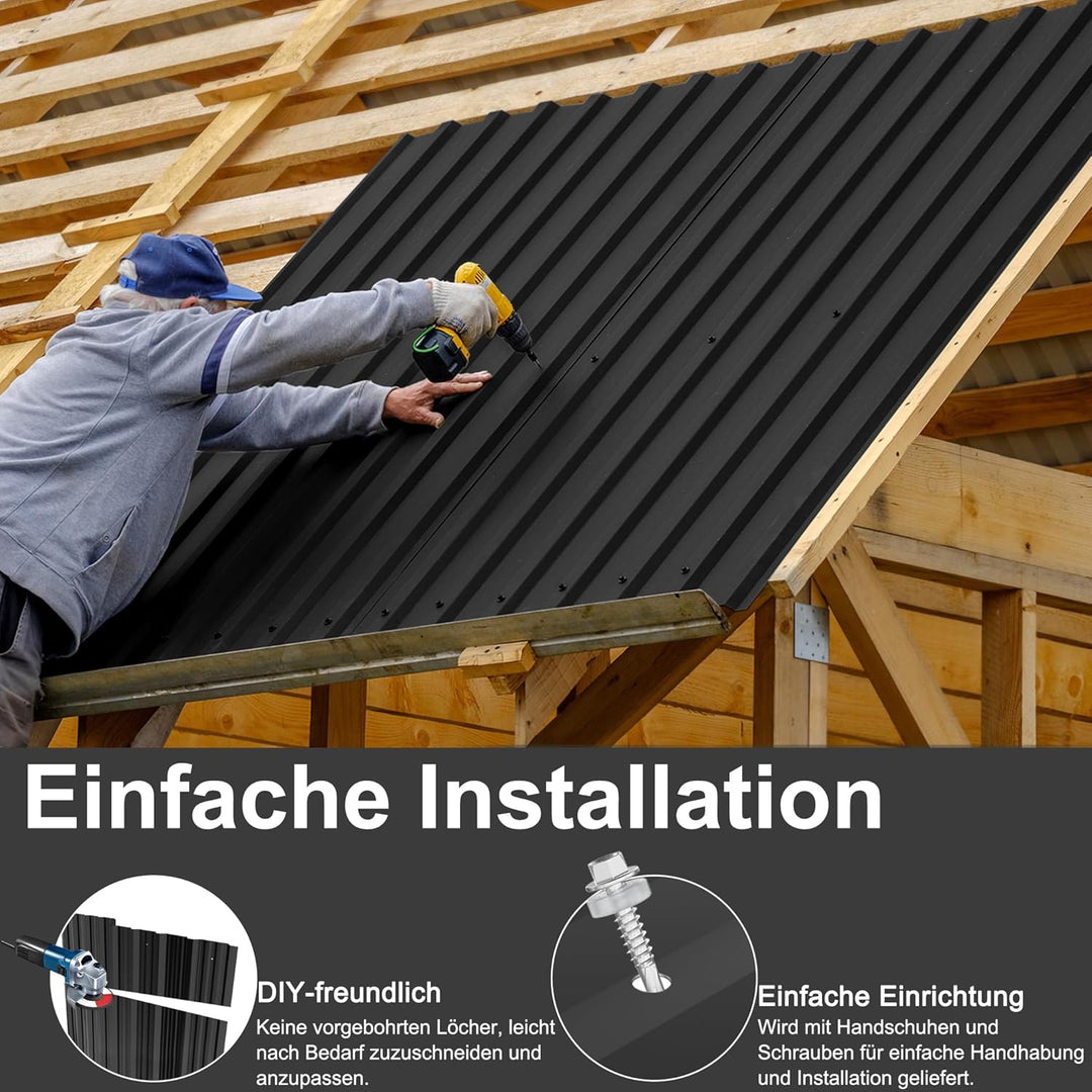 HENGMEI Metal Trapezblech 36 x Dachplatten 21m² Trapezoidal Sheet Wellplatten Dach 129cm x 45cm Galv