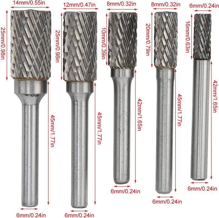 Yosoo Health Gear Doppelschnitt-Hartmetallfräser-Rotationsfeilen-Set, 6mm Schaft, für Metall- und Ho