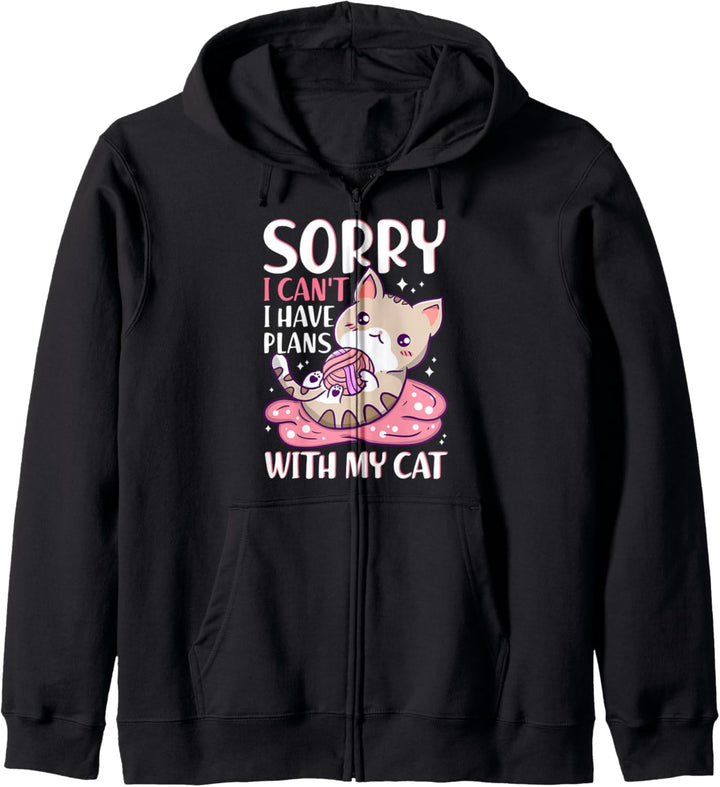 Sorry I Can't I Have Plans With My Cat - Katzenbesitzer Kapuzenjacke