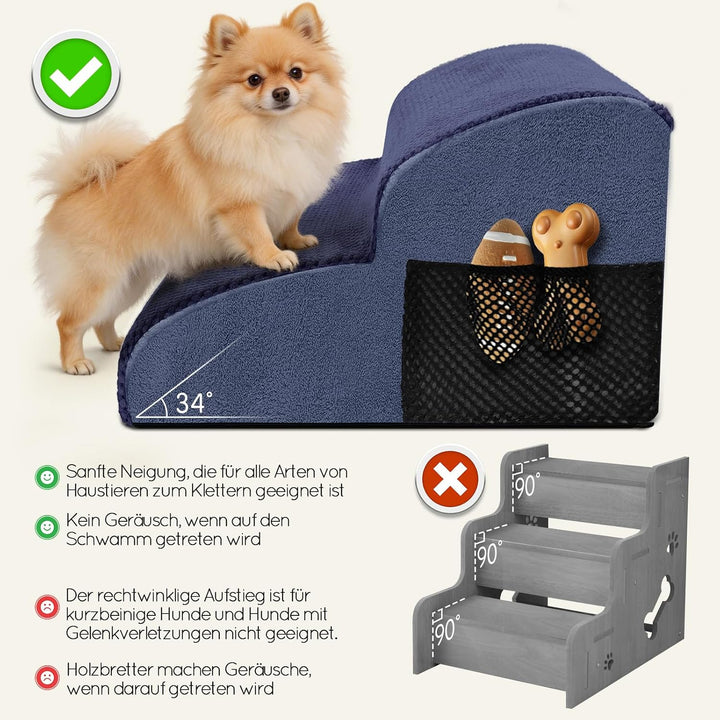 HEVOL Hundetreppe 2 Stufen,40cm Hogh Haustiertreppe Katzentreppe aus Schwamm für Hunde&Katzen,Tragba