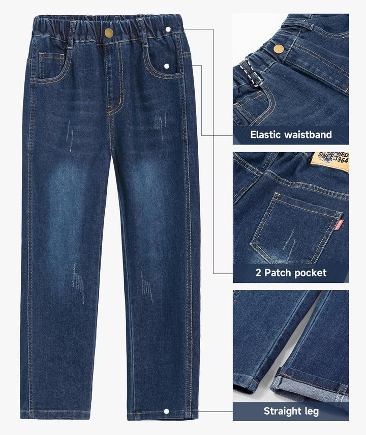 YoungSoul Jungen Jeanshosen - Jeans mit Abschürfungen - Kinder Hose mit elastischem Bund Gr. 128-176