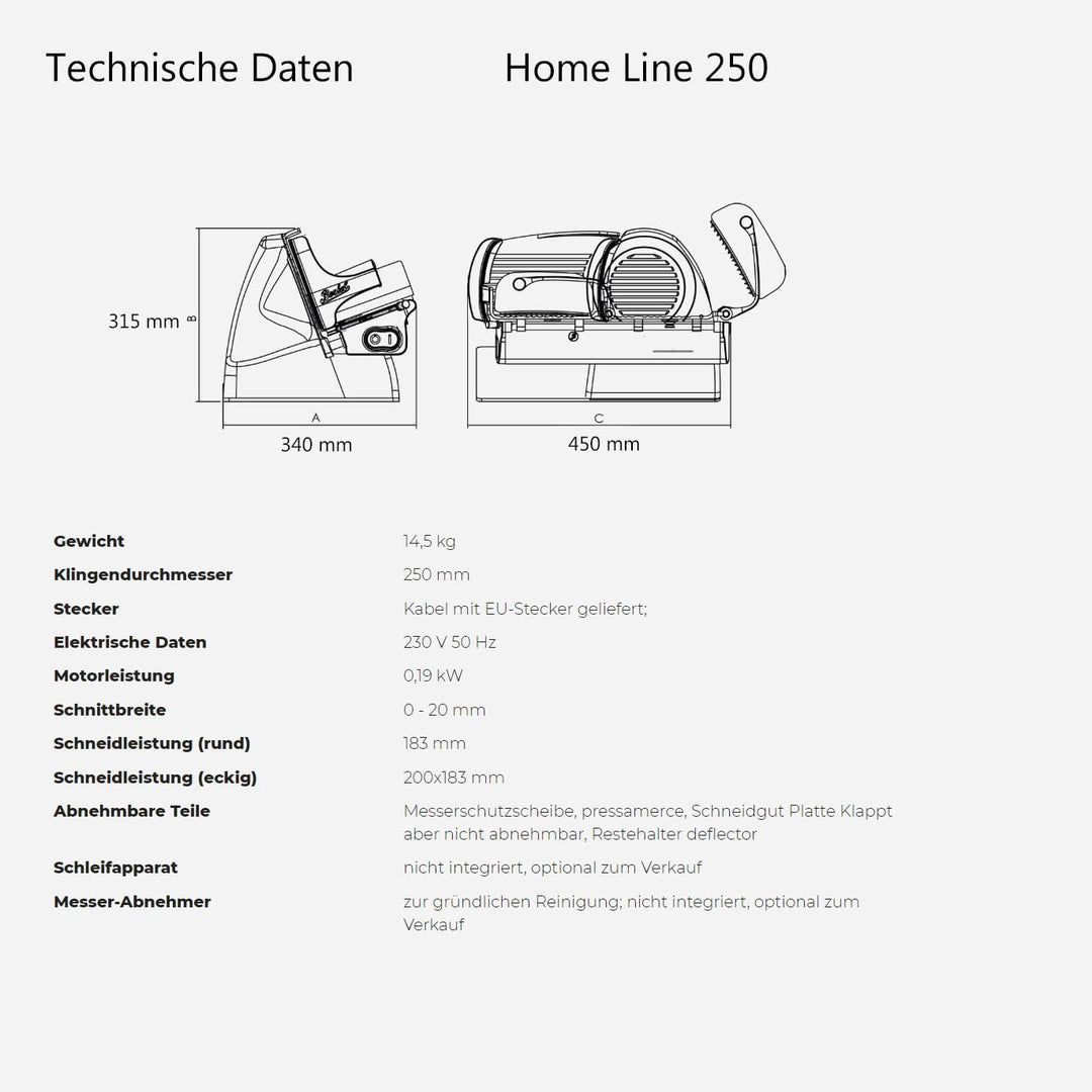 Berkel Home Line 250, Premium-Aufschnittmaschine in Rot + passendes Einlegebrett aus Weinfassholz, S