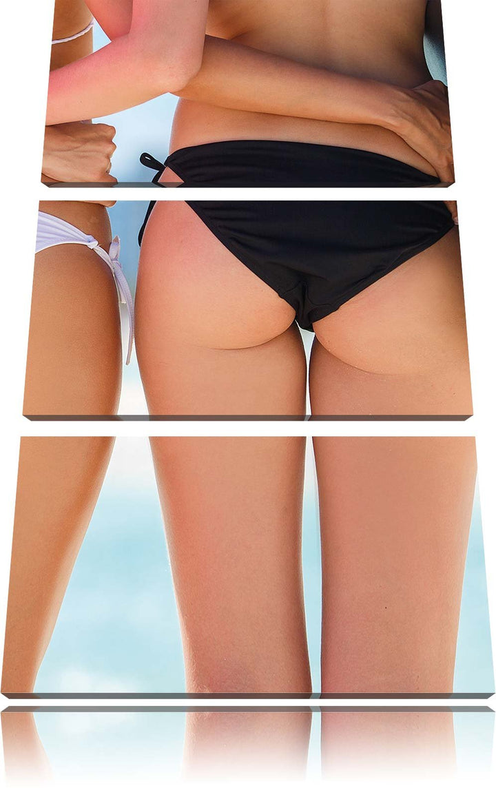 Pixxprint Sexy Girl Bikini als Leinwandbild/Grösse: 3 Teilig (120x80) cm/Wandbild/Kunstdruck/fertig