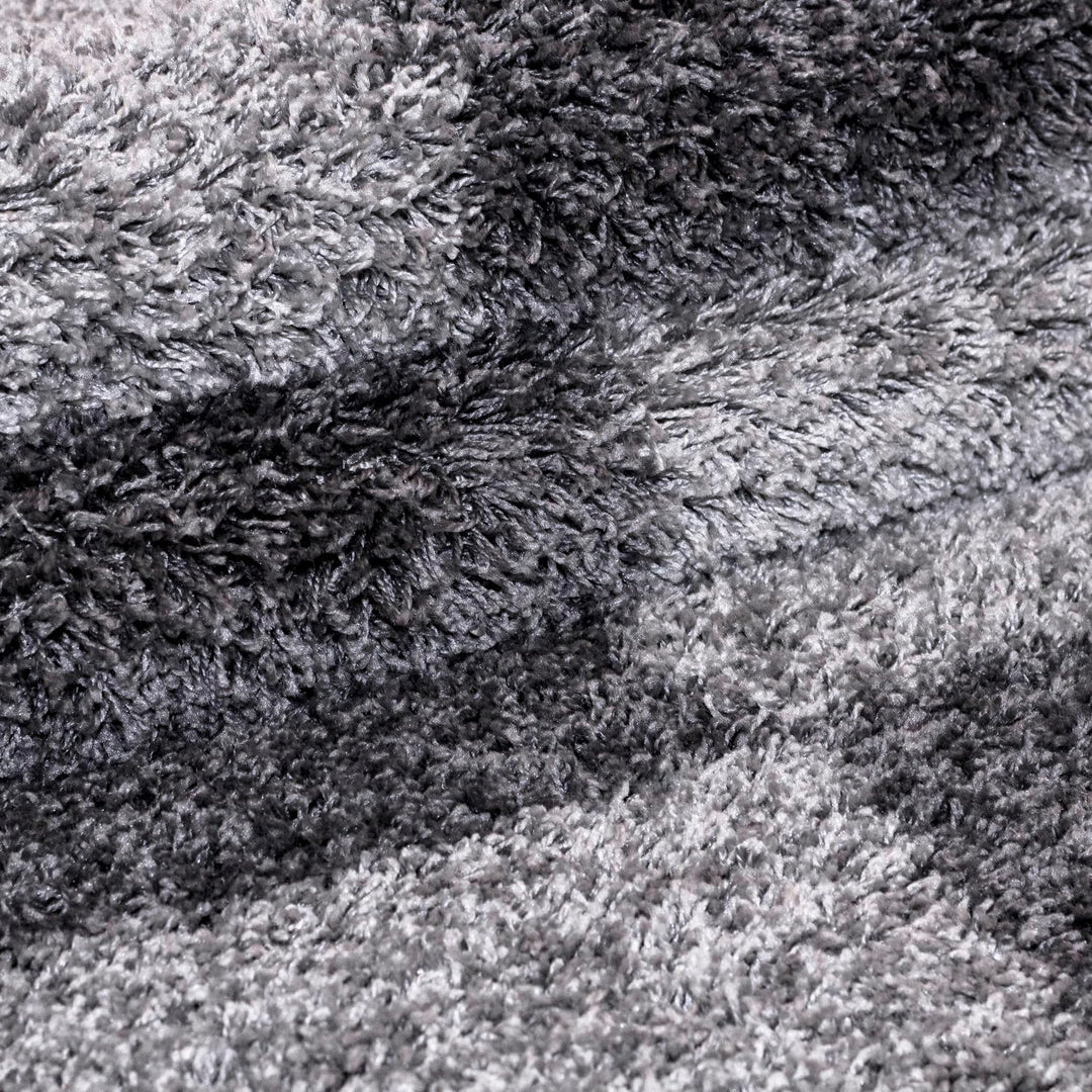 Teppium Kleiner Hochflor Teppich Wohnzimmer 80 cm Rund Grau - Shaggy Flauschiger Teppich, Extra Weic