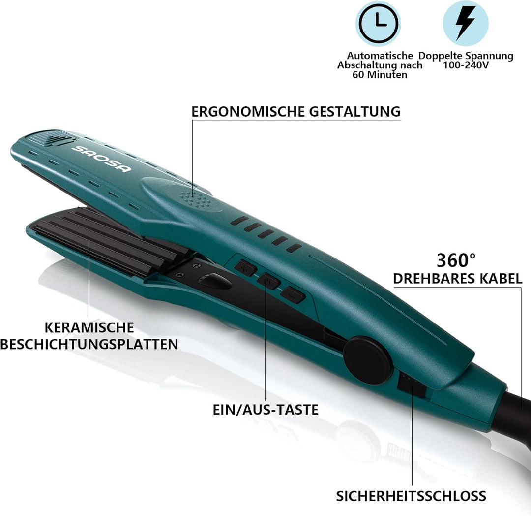 Kreppeisen für die Haare SAOSA Keramik Crimping iron for Hair Glätteisen Haarglätter Kreppeisen und