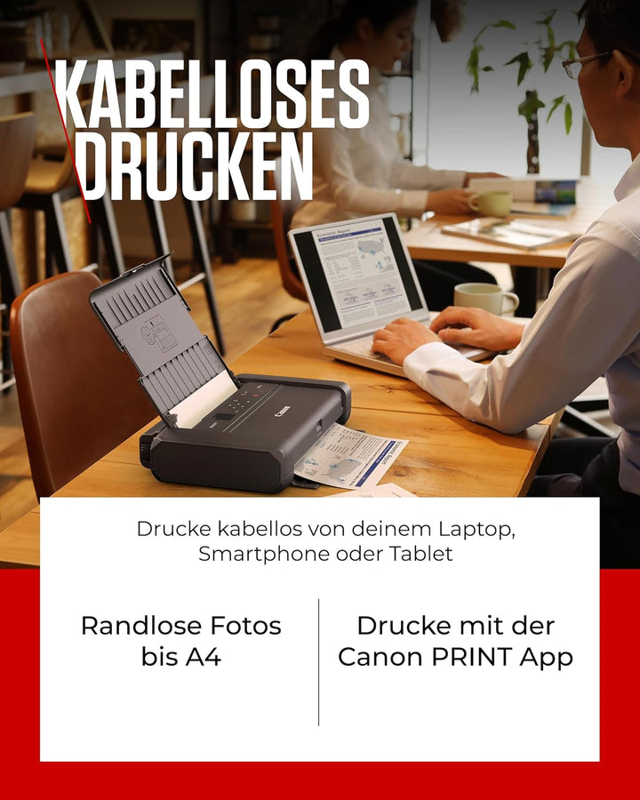 Canon MAXIFY BX110 Mobiler Drucker – WLAN-Drucker mit wiederaufladbarem Akku, druckt bis A4 | Perfek