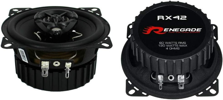 2 RENEGADE RX42 2 Wege koaxial Lautsprecher 4" 10,00 cm 100 mm 60 watt rms 120 watt max impedanz 4 o