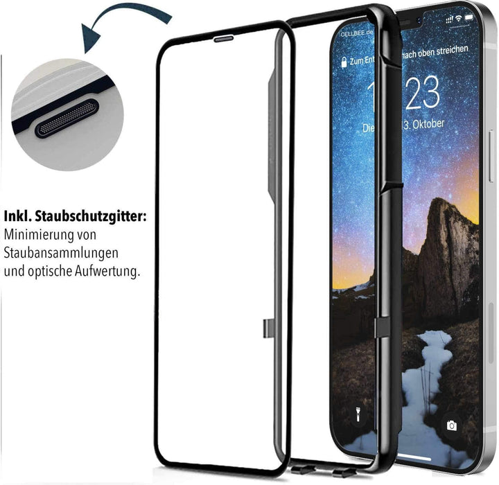 CELLBEE Kompatibel mit iPhone 12 Mini für Panzerglas The Curved, inkl. Applikator, Hörmuschel-Staubs