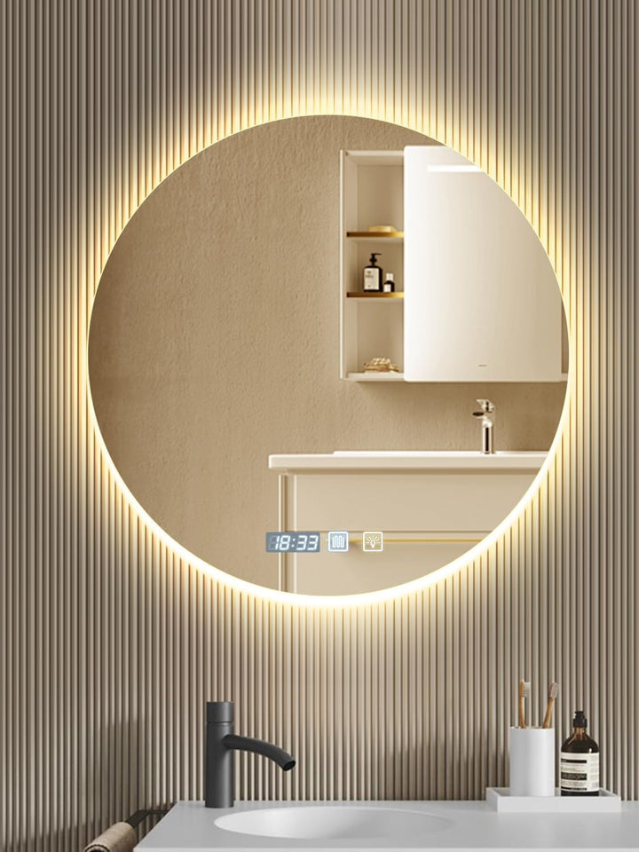 600mm Badspiegel mit Beleuchtung Dimmbar | Badezimmerspiegel mit Touch-Schalter Antibeschlag Timerfu