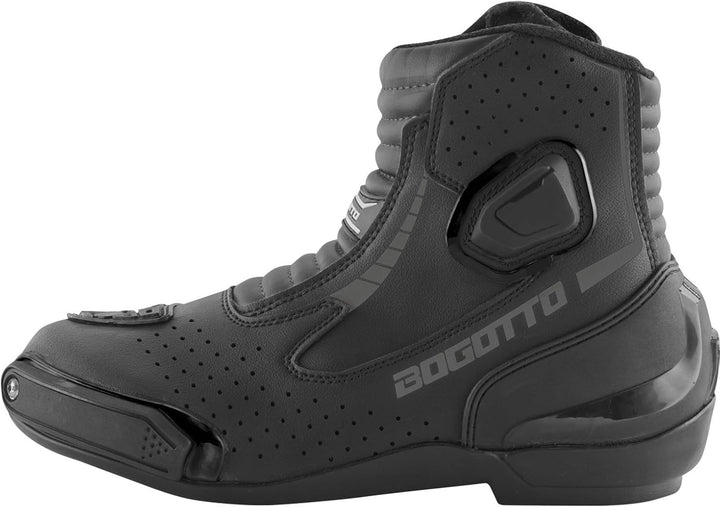 Bogotto Cartagena perforierte Motorrad Stiefel, schwarz, 37 | Atmungsaktiv Schwarz 37 EU, Schwarz 37
