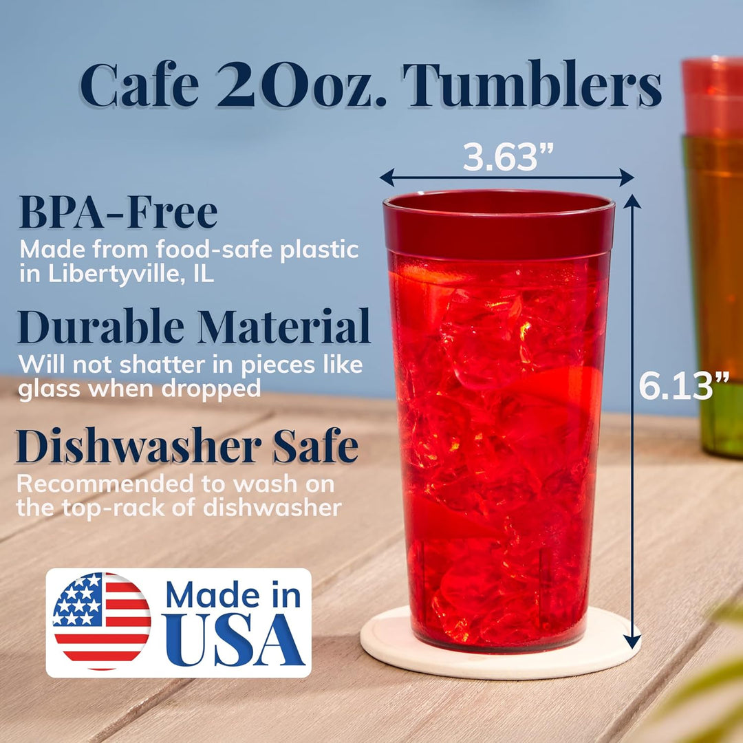 US Acrylic Café Trinkbecher aus Kunststoff, stapelbar, 590 ml, in 4, 16 Trinkbecher, wiederverwendba