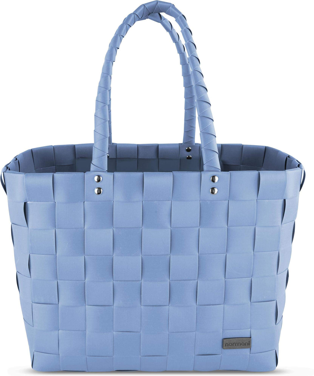 normani Einkaufstasche geflochten mit Henkeln - Tragetasche extra robust Farbe Light Blue Light Blue