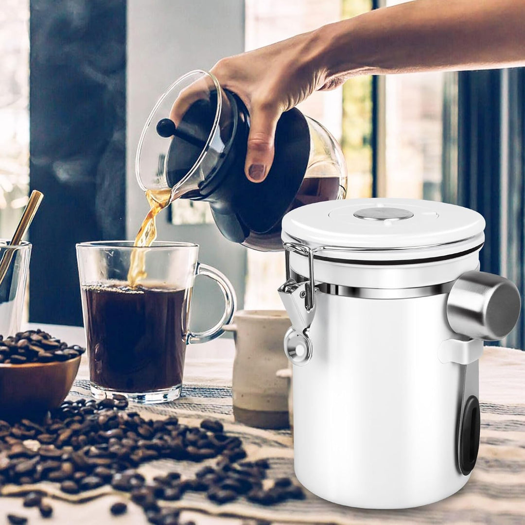 Luftdichte Kaffeedose aus Edelstahl (weiss)-1.8L, Weiss