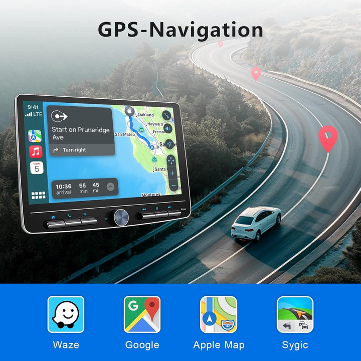 Android 12 Autoradio Wireless CarPlay Android Auto, 10.1 Zoll Bildschirm DAB+ Autoradio 1Din Car Pla