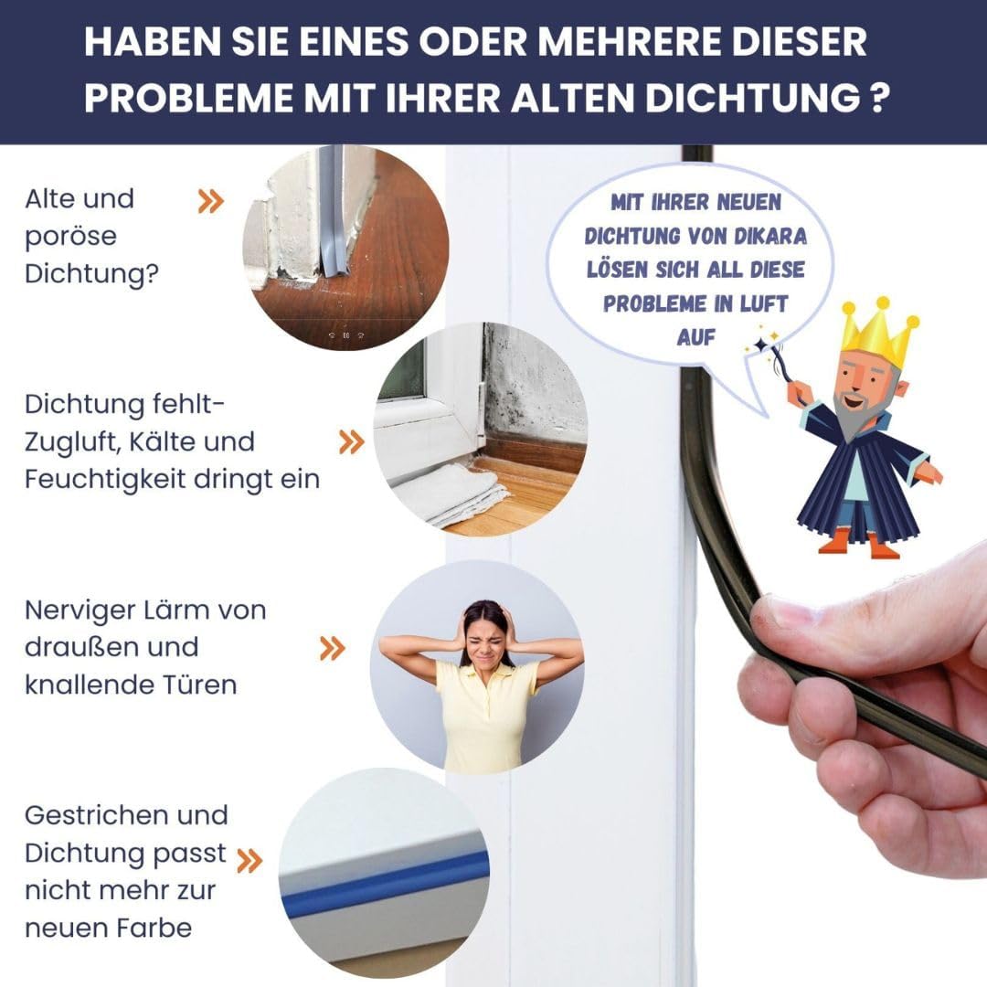 Stahlzargendichtung Grau 10m - gegen Zugluft Lärm & Staub spart Heizkosten Dichtung Dichtungshöhe 8m