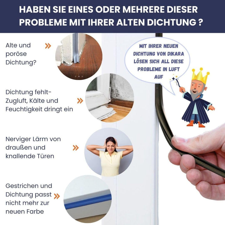Stahlzargendichtung Grau 10m - gegen Zugluft Lärm & Staub spart Heizkosten Dichtung Dichtungshöhe 8m