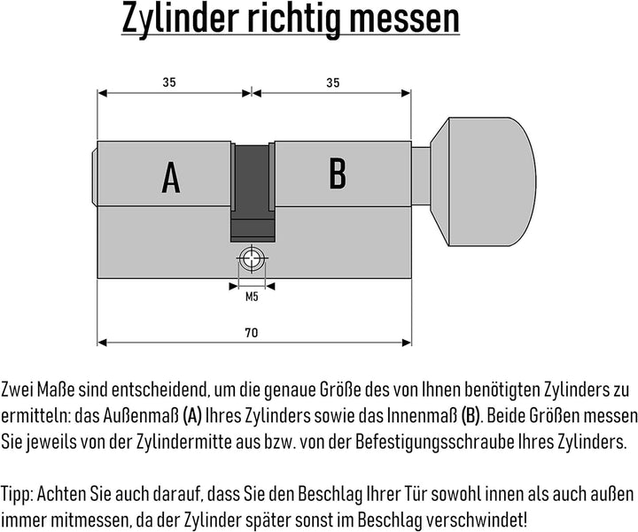 3x Knaufzylinder 70mm gleichschliessend KD 35/35 inkl. 10 Schlüssel