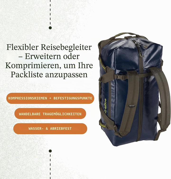 Eagle Creek Migrate Reisetasche 60L I Recyceltes wasserabweisendes Material I Rucksack-Funktion I 60