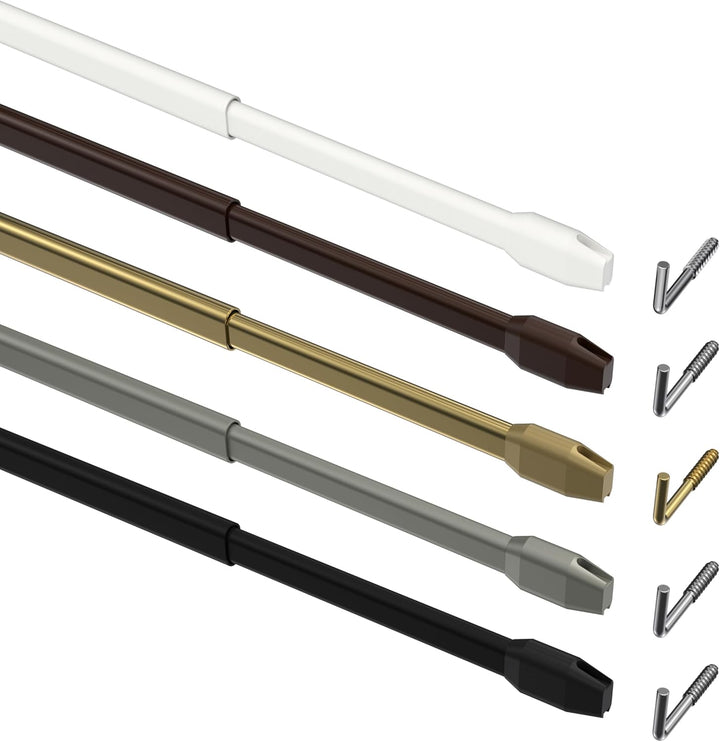 Interdeco Vitragestangen/Scheibenstangen Braun (2 Stück), ausziehbar 80-140 cm, 80-140 cm