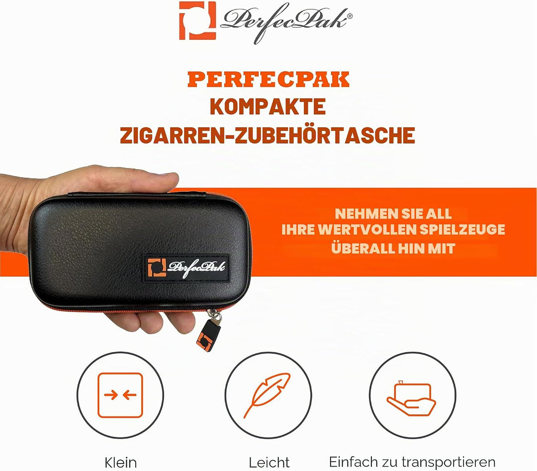 Perfec - PerfecPak Kompaktes Zigarrenzubehör-Etui – Reisetasche für Zigarrenwerkzeuge, Schwarz, 1 Co