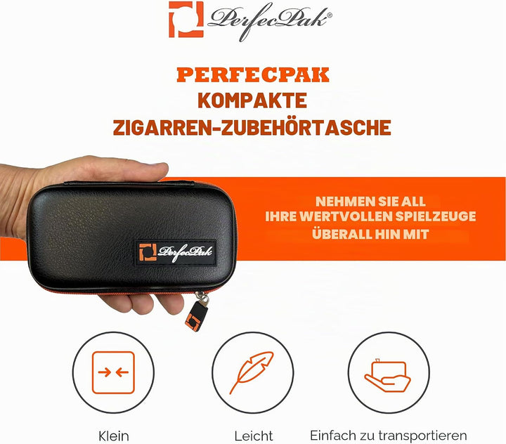 Perfec - PerfecPak Kompaktes Zigarrenzubehör-Etui – Reisetasche für Zigarrenwerkzeuge, Schwarz, 1 Co