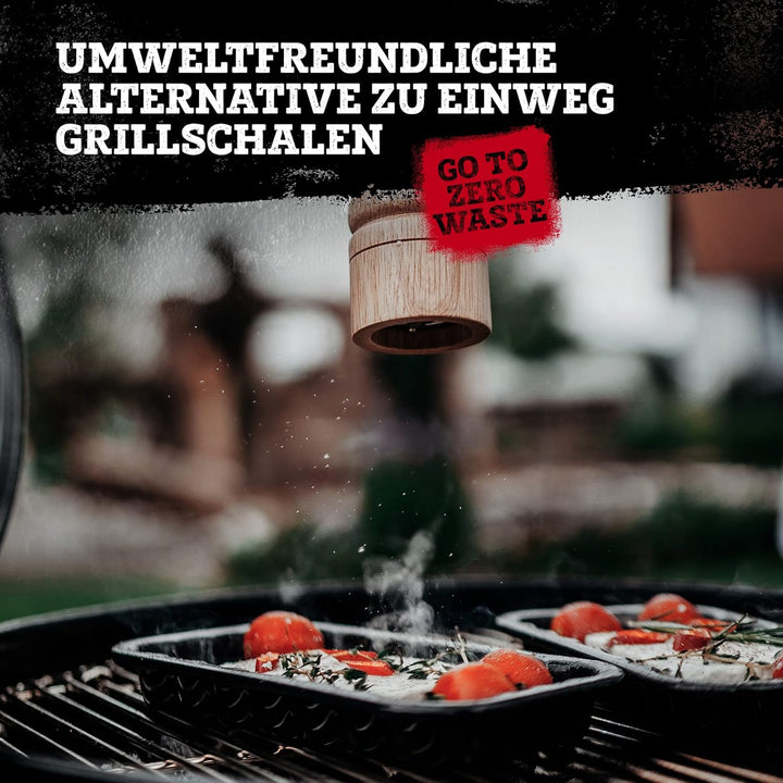 FMprofessional Grillschale aus emailliertem Edelstahl by Fackelmann – Wiederverwendbare Schale für d