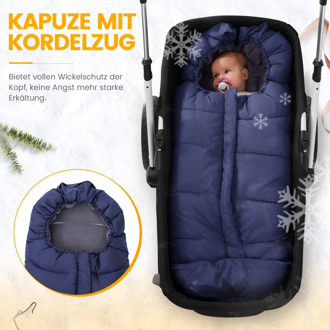 Orzbow Winter Fusssack für Kinderwagen,Baby Fusssack für Buggy mit Kapuze mit Kordelzug,Warmes Polar