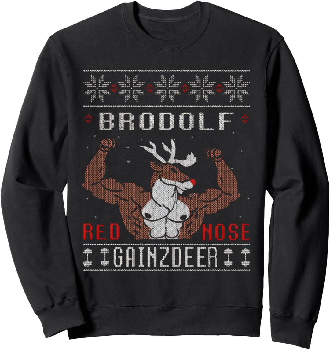 Merry Liftmas by Super Brodolf the Gainzdeer Ugly Sweatshirt