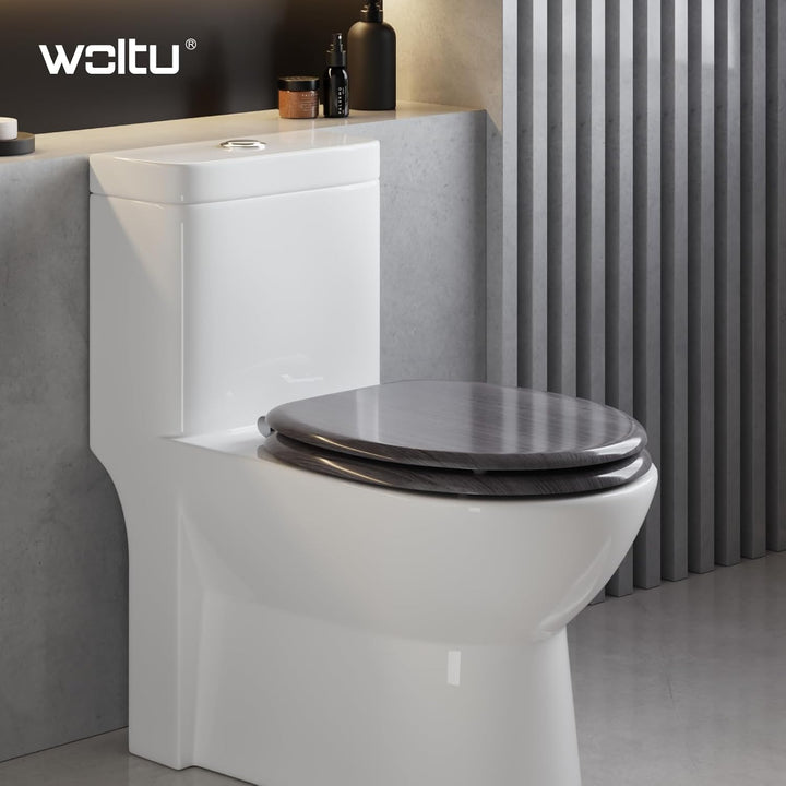 WOLTU #2 Premium WC-Sitz Toilettensitz mit Absenkautomatik, MDF Holzkern, Softclose Scharnier, Antib
