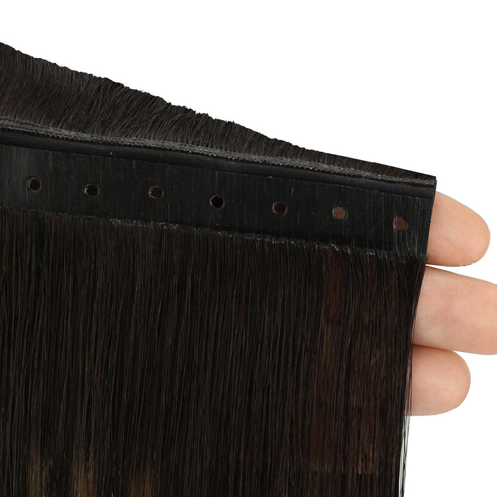 YoungSee 100g OVO Weft Extensions Echthaar Ombre 60 cm,Butterfly Weft Extensions Echthaar Dunkelbrau