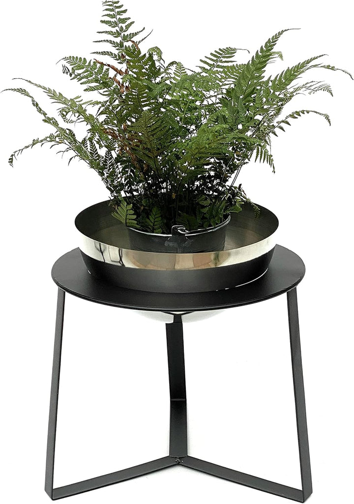 DanDiBo Blumenhocker Metall mit Topf Schwarz Silber 34 cm Blumenständer 96091 L Blumensäule Modern P