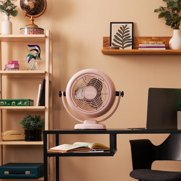 Cecotec - Tischventilatoren EnergySilence 800 RetroDesk Pink, 20 W Leistung, Durchmesser 20 cm, 3 ae