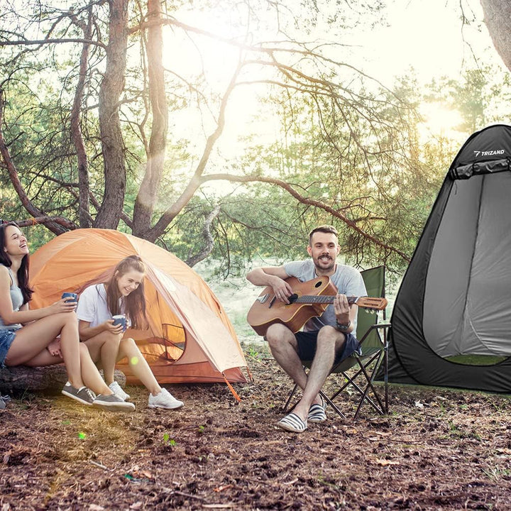Duschzelt Umkleidekabine WC Zelt 4in1 Pop-Up Camping Schwarz Wasserdicht mit Tasche &amp; Zubehör - Mobi