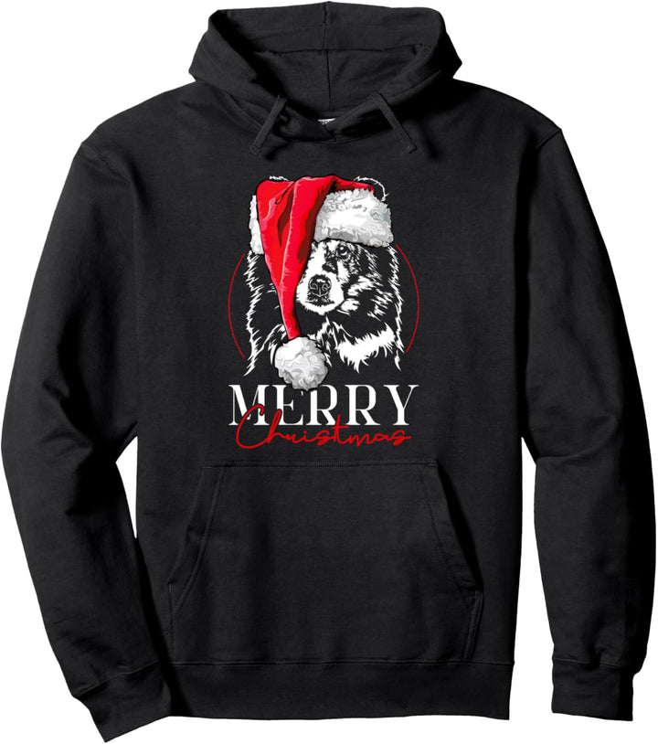 Santa Shetland Sheepdog Sheltie Merry Christmas Weihnachten Pullover Hoodie