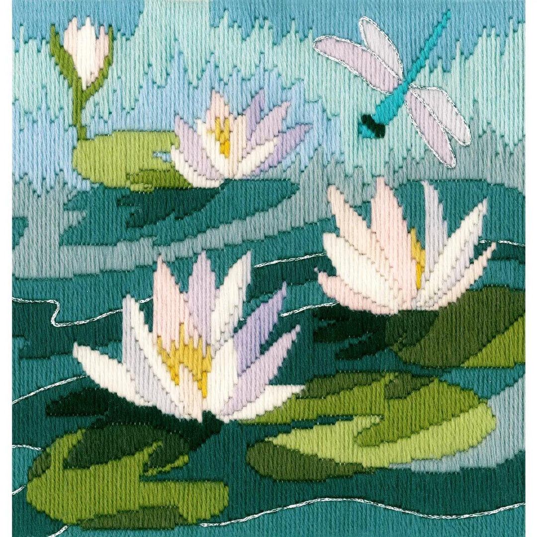 Langstich Set Motiv-Umrisse sind bedruckt "Wasserlilien"
